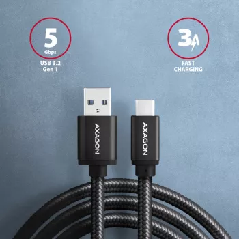 Cavo USB Axagon BUCM3-AM15AB USB 3.2 Gen 1 1,5 m USB-C USB-A nero