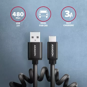 Cavo USB Axagon BUCM-AM10TB USB 2.0 0,6 m USB-C USB-A nero