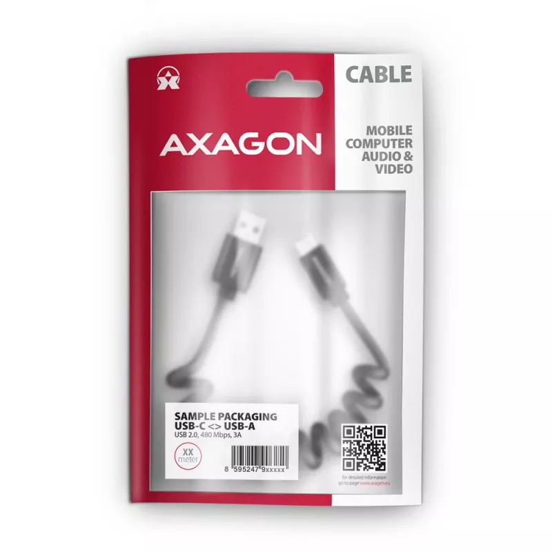 Cavo USB Axagon BUCM-AM10TB USB 2.0 0,6 m USB-C USB-A nero