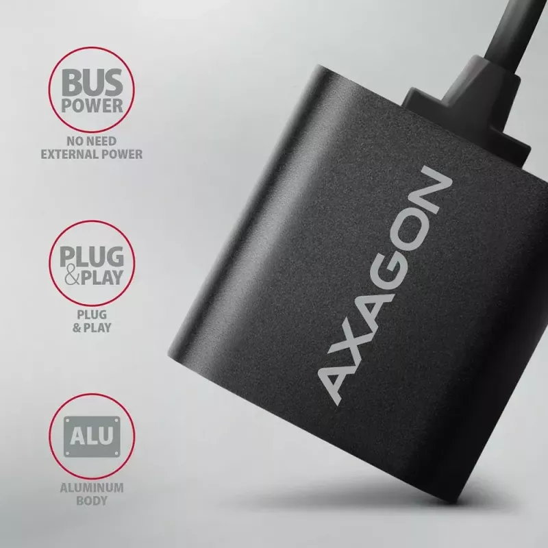 Adattatore audio USB esterno AXAGON ADA-12 con 1x jack da 3,5 mm per cuffie e microfono