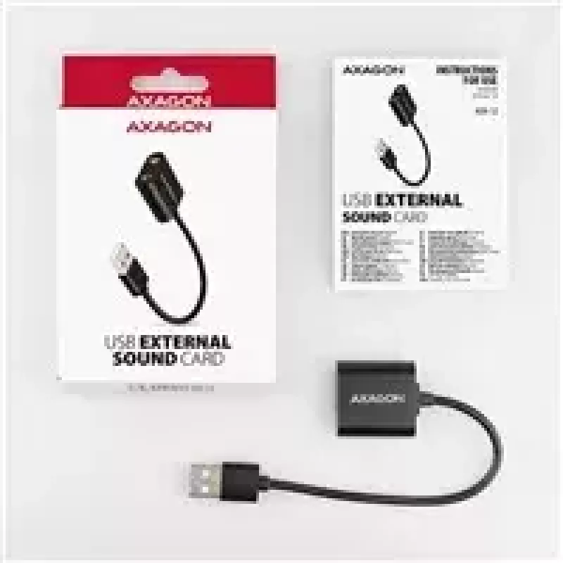 Adattatore audio USB esterno AXAGON ADA-12 con 1x jack da 3,5 mm per cuffie e microfono