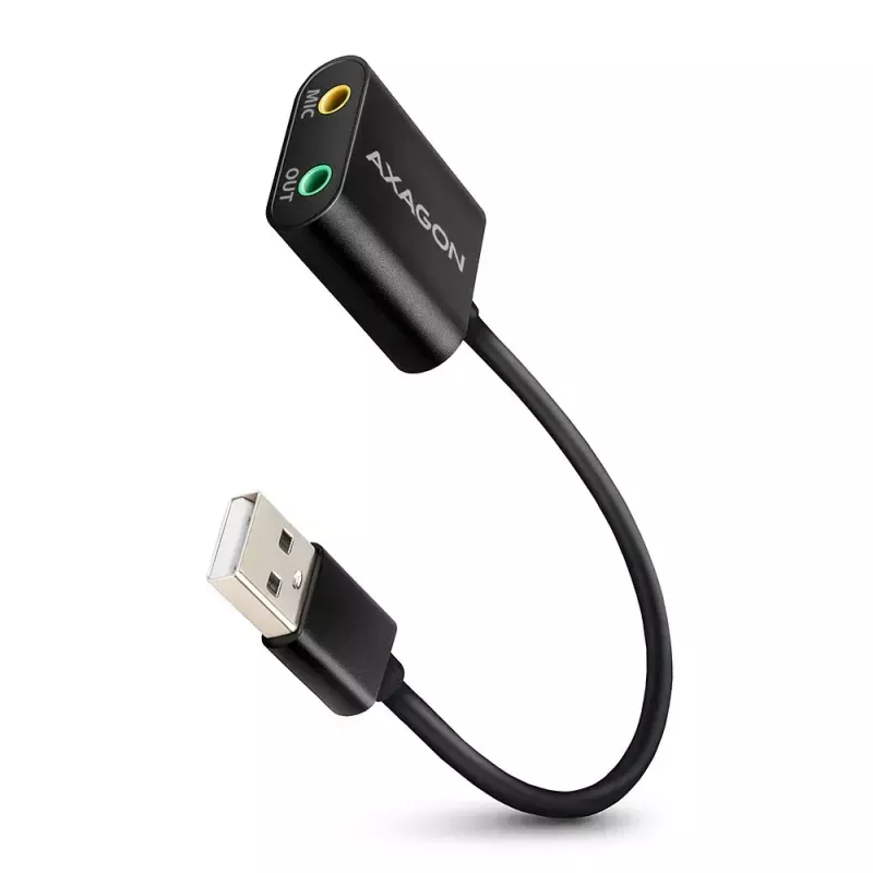 Adattatore audio USB esterno AXAGON ADA-12 con 1x jack da 3,5 mm per cuffie e microfono
