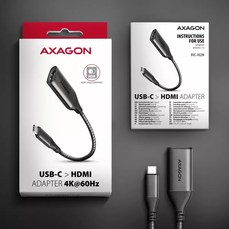 Axagon RVC-HI2M adattatore USB-C -> HDMI 2.0a 4K/60Hz HDR10