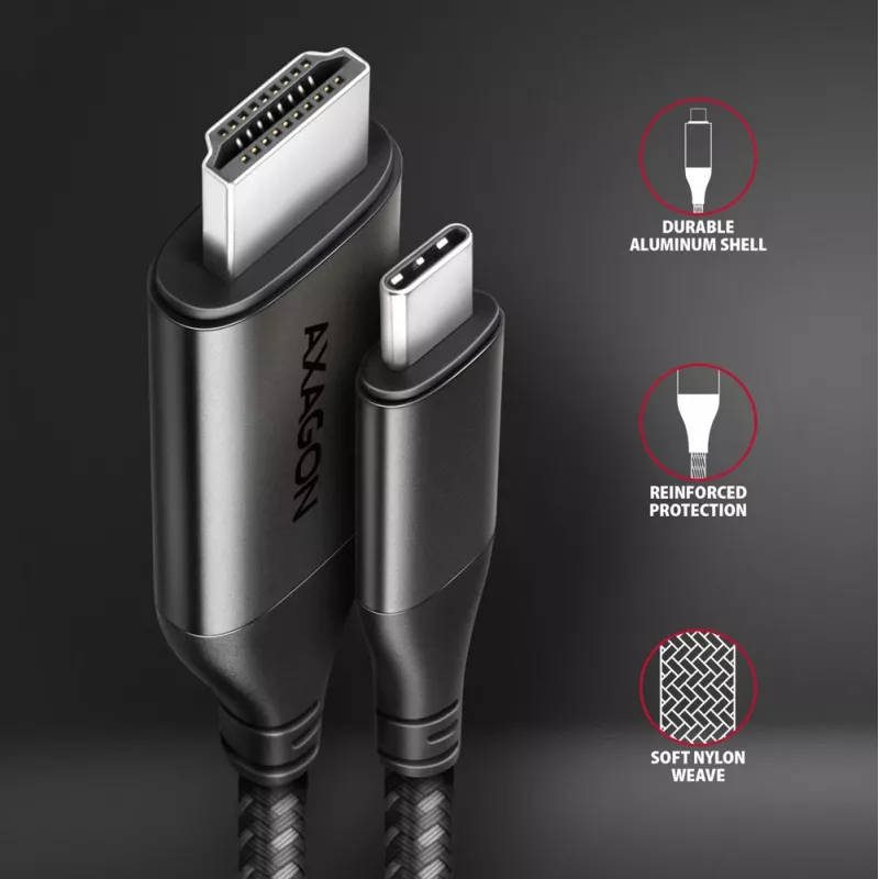 Axagon RVC-HI2MC cavo USB-C -> HDMI 2.0a 1,8 m, 4K/60Hz HDR10