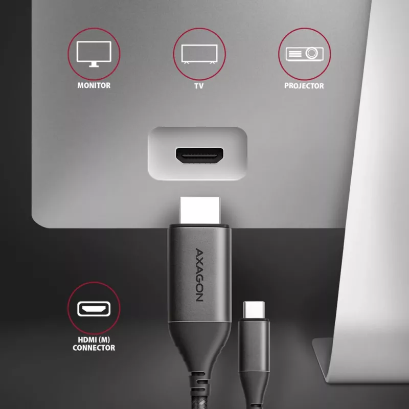 Axagon RVC-HI2MC cavo USB-C -> HDMI 2.0a 1,8 m, 4K/60Hz HDR10