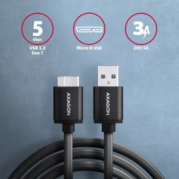 Axagon BUMM3-AM10AB SPEED cavo Micro-B USB <> USB-A 3.2 Gen 1 1 m