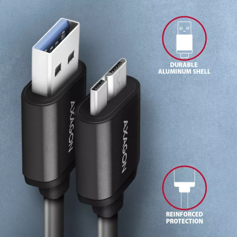 Axagon BUMM3-AM10AB SPEED cavo Micro-B USB <> USB-A 3.2 Gen 1 1 m
