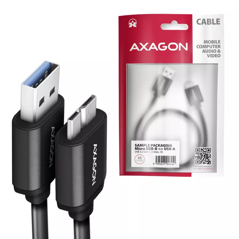 Axagon BUMM3-AM10AB SPEED cavo Micro-B USB <> USB-A 3.2 Gen 1 1 m