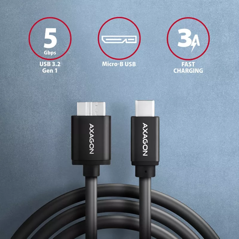 Cavo USB Axagon BUMM3-CM10AB Micro-USB B a USB C 1 m nero