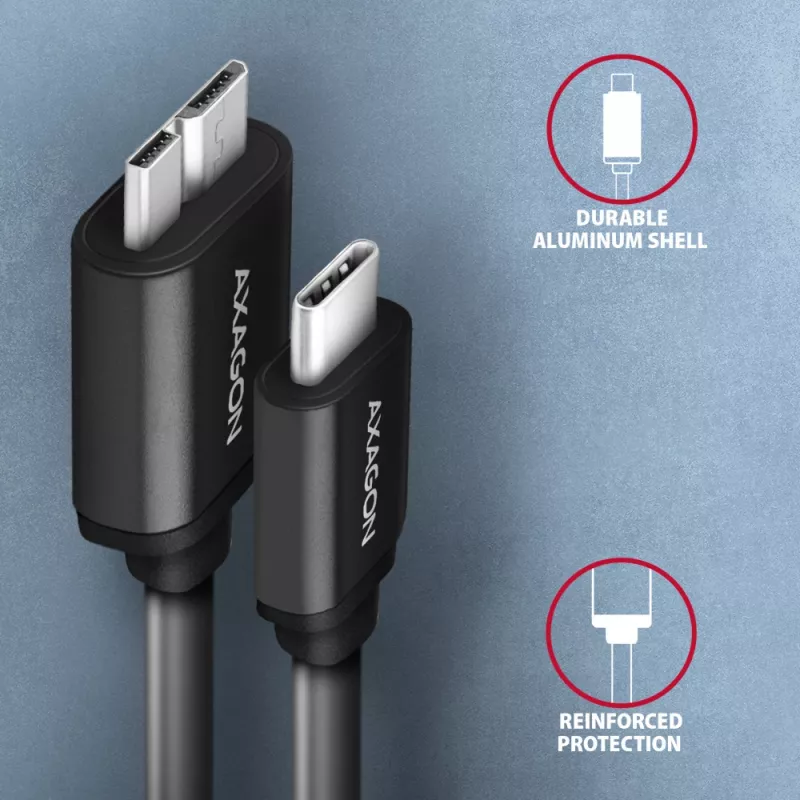 Cavo USB Axagon BUMM3-CM10AB Micro-USB B a USB C 1 m nero