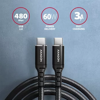 Cavo USB Axagon BUCM-CM20AB 2 m USB C nero
