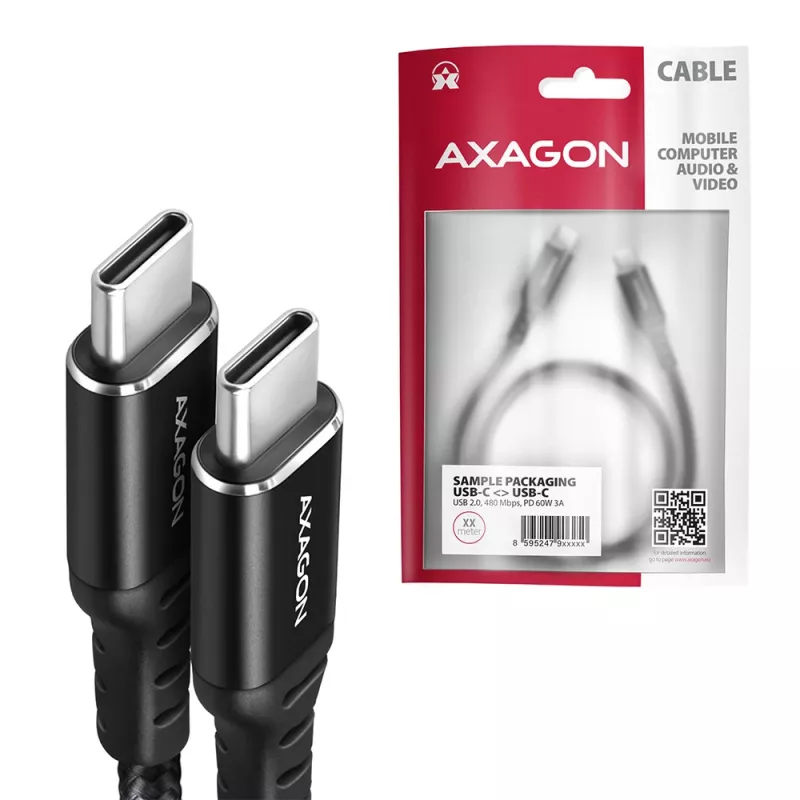 Cavo USB Axagon BUCM-CM20AB 2 m USB C nero
