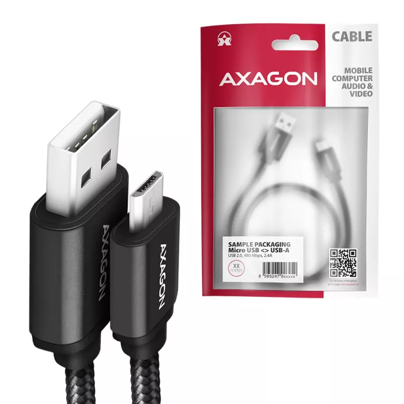Cavo USB Axagon BUMM-AM15AB USB 2.0 1,5 m Micro-USB B USB A nero