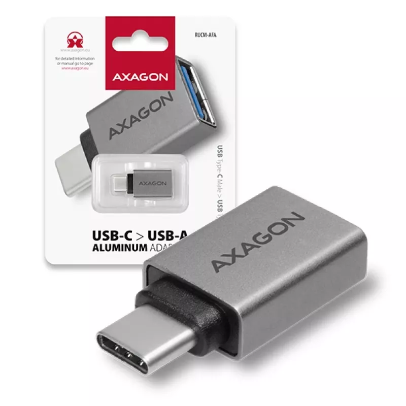 Axagon RUCM-AFA adattatore USB-C (M) -> USB-A (F), USB 3.2 Gen 2, 3A, ALU