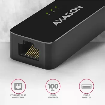 Adattatore AXAGON ADE-XR USB 2.0 Type-A Fast Ethernet 10/100, nero, 0,023 kg