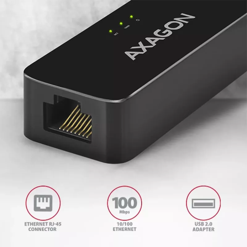 AXAGON ADE-XR adattatore da USB 2.0 Type-A a Fast Ethernet 10/100, RJ-45, Realtek RTL8152, nero, 23 g