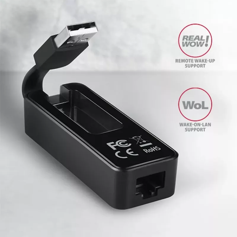 AXAGON ADE-XR adattatore da USB 2.0 Type-A a Fast Ethernet 10/100, RJ-45, Realtek RTL8152, nero, 23 g