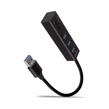 Hub multiporta Axagon HMA-CR3A in metallo USB 3.2 Gen 1 con tre porte USB e lettore di schede