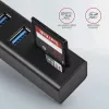 Hub multiporta Axagon HMA-CR3A in metallo USB 3.2 Gen 1 con tre porte USB e lettore di schede