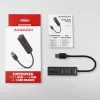 Hub multiporta Axagon HMA-CR3A in metallo USB 3.2 Gen 1 con tre porte USB e lettore di schede