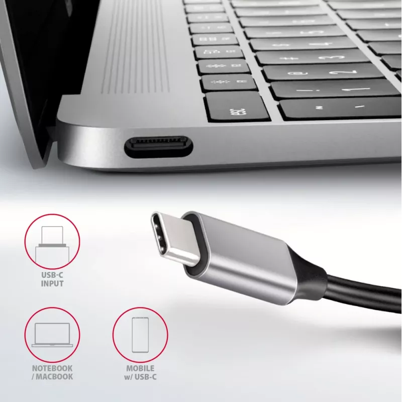 Hub Axagon HMC-6H4A USB 3.2 Gen 1, 4x USB-A, HDMI 4K/30Hz, PD 100W, cavo USB-C 20 cm