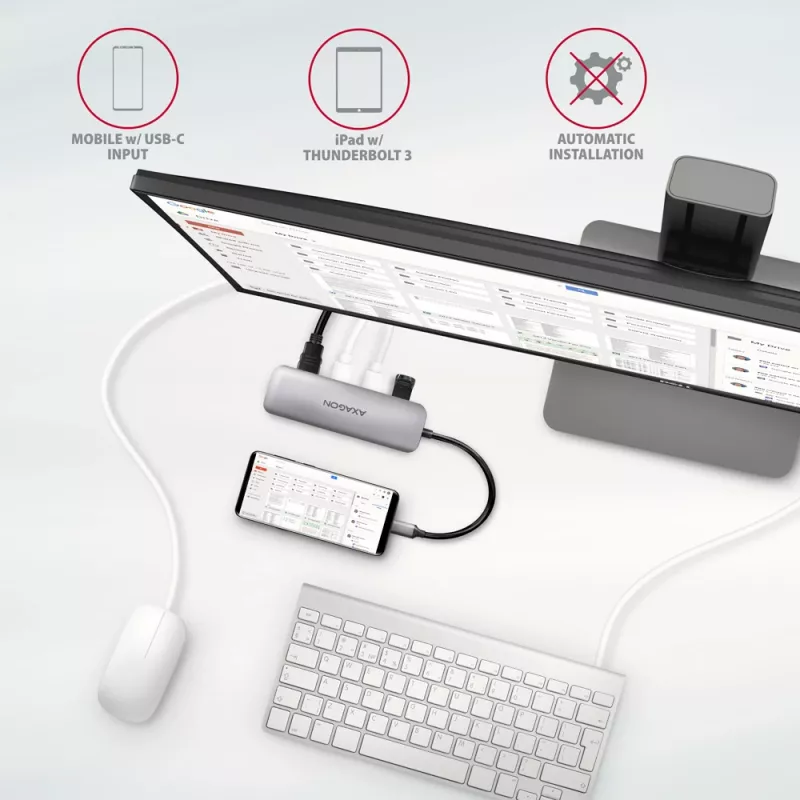 Hub Axagon HMC-HCR3A 3x USB-A + HDMI + SD/microSD USB-C 3.2 Gen 1 cavo 20 cm con filo USB 3.2 Gen 1 (3.1 Gen 1) Type-C grigio