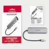 Hub Axagon HMC-HCR3A 3x USB-A + HDMI + SD/microSD USB-C 3.2 Gen 1 cavo 20 cm con filo USB 3.2 Gen 1 (3.1 Gen 1) Type-C grigio