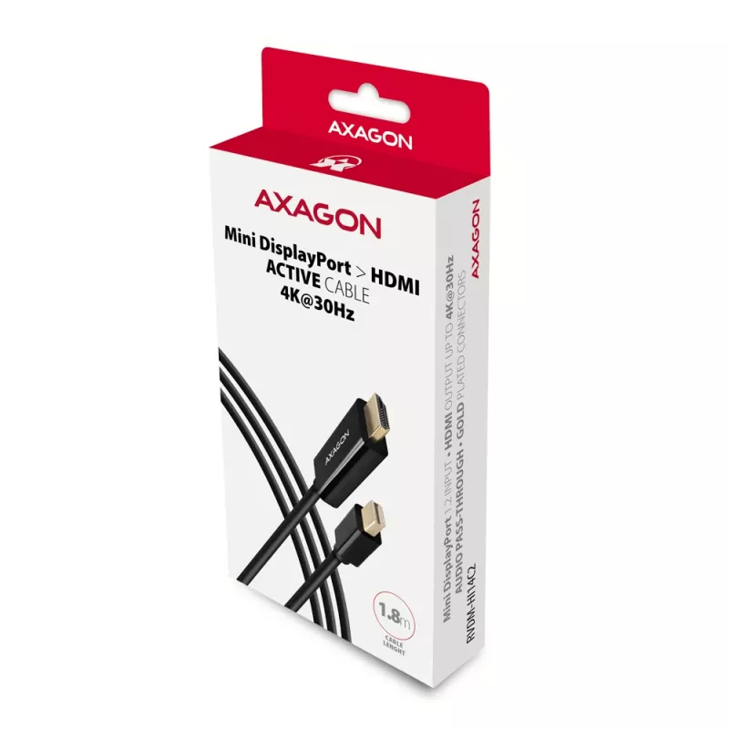 Cavo adattatore Axagon RVDM-HI14C2 Mini DisplayPort su HDMI 4K 30Hz 1,8 m