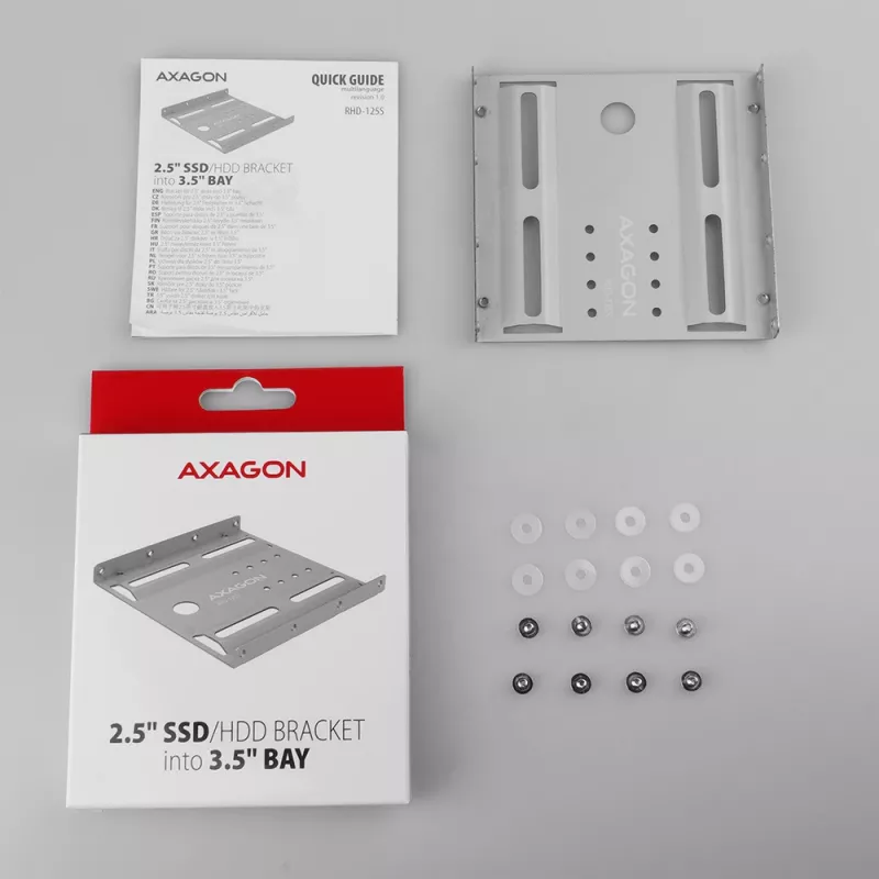 Supporto Axagon RHD-125S per 1x HDD/SSD 2,5 pollici in vano 3,5 pollici, metallo, grigio