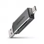 Lettore di schede Axagon CRE-DAC USB-C + USB-A 5 Gbps MINI 2 slot e LUN SD/microSD USB 3.0 Type-A/Type-C grigio