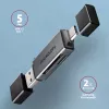 Lettore di schede Axagon CRE-DAC USB-C + USB-A 5 Gbps MINI 2 slot e LUN SD/microSD USB 3.0 Type-A/Type-C grigio
