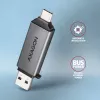 Lettore di schede Axagon CRE-DAC USB-C + USB-A 5 Gbps MINI 2 slot e LUN SD/microSD USB 3.0 Type-A/Type-C grigio