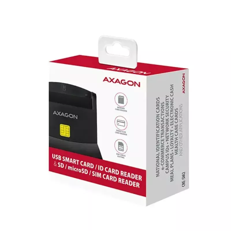 Lettore di smart card Axagon CRE-SM2 USB 2.0 nero cavo 1,3 m