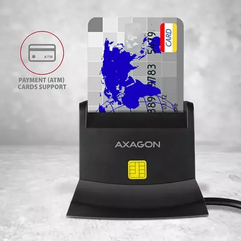 Lettore di smart card Axagon CRE-SM2 USB 2.0 nero cavo 1,3 m