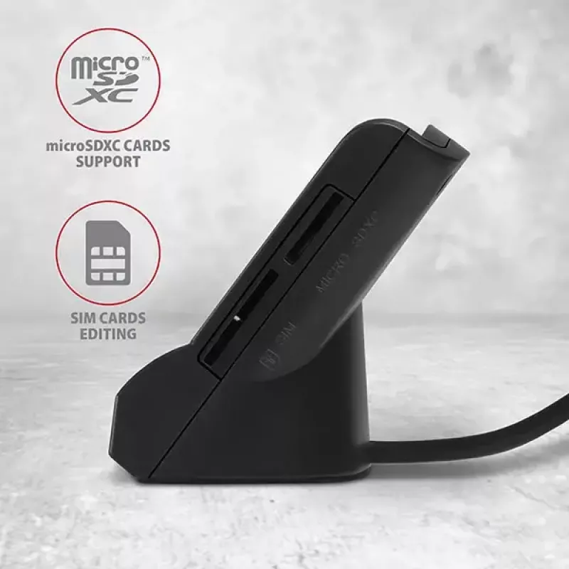 Lettore di smart card Axagon CRE-SM2 USB 2.0 nero cavo 1,3 m