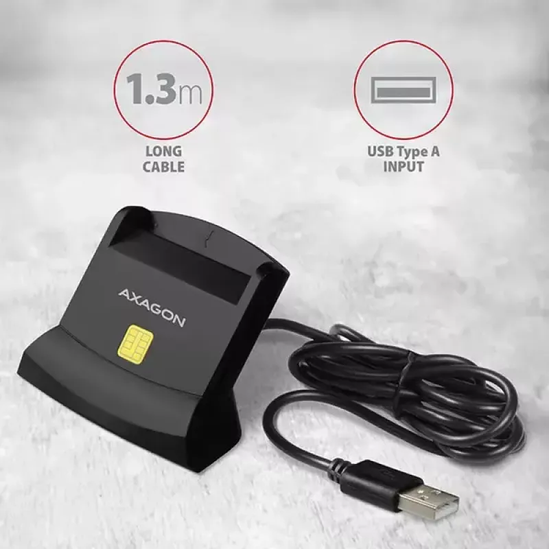 Lettore di smart card Axagon CRE-SM2 USB 2.0 nero cavo 1,3 m