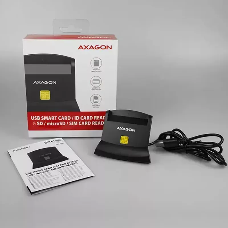 Lettore di smart card Axagon CRE-SM2 USB 2.0 nero cavo 1,3 m