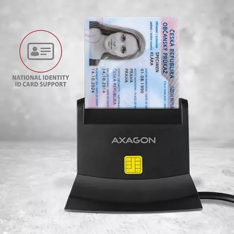 Lettore di smart card Axagon CRE-SM2 USB 2.0 nero cavo 1,3 m