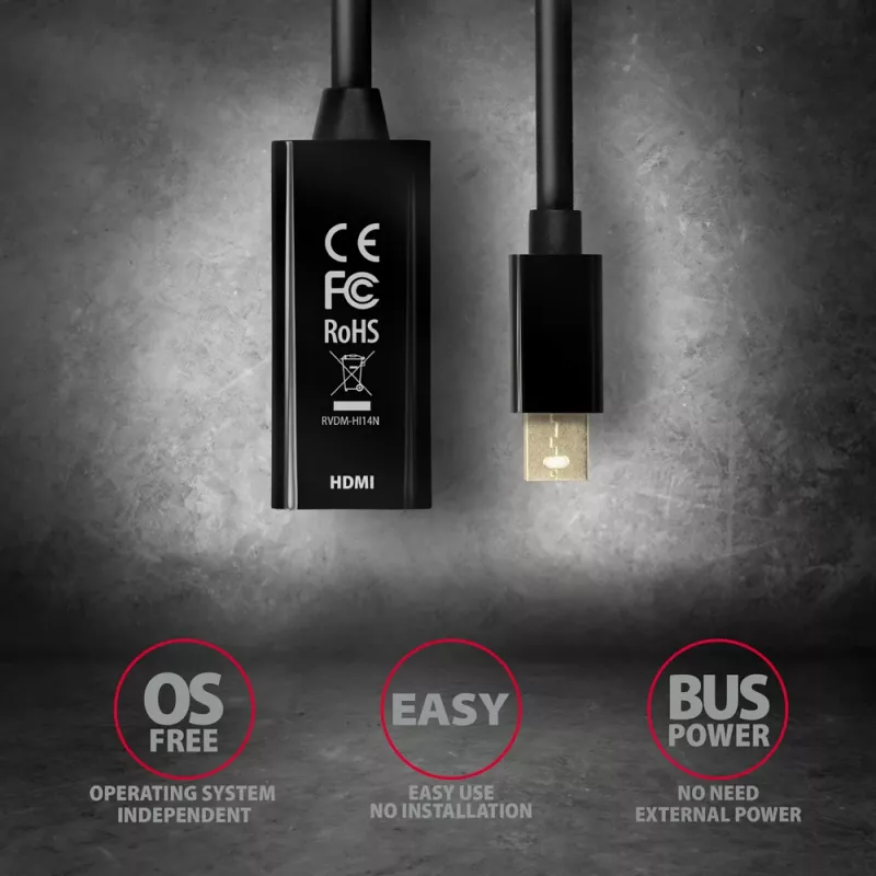 Adattatore Axagon RVDM-HI14N Mini DisplayPort -> HDMI 1.4 4K/30Hz