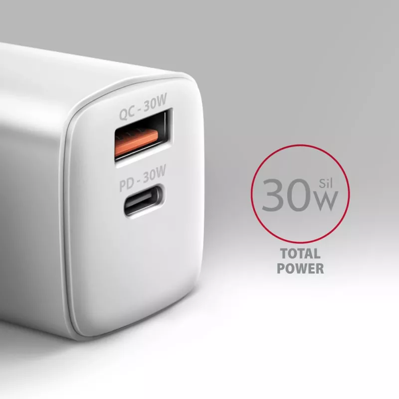 Caricabatterie Axagon ACU-PQ30W QC3.0 30W USB-C bianco
