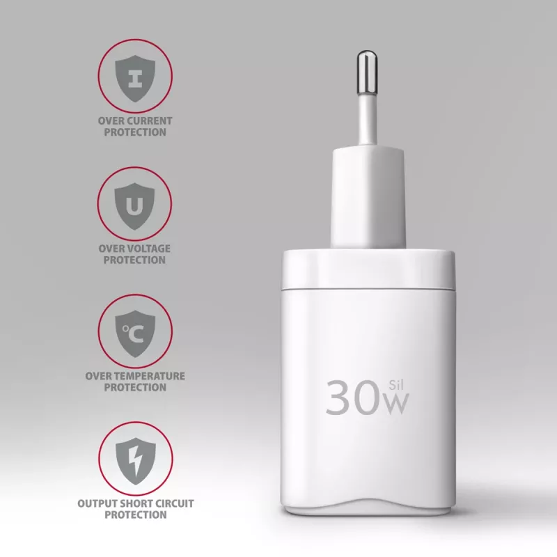 Caricabatterie Axagon ACU-PQ30W QC3.0 30W USB-C bianco