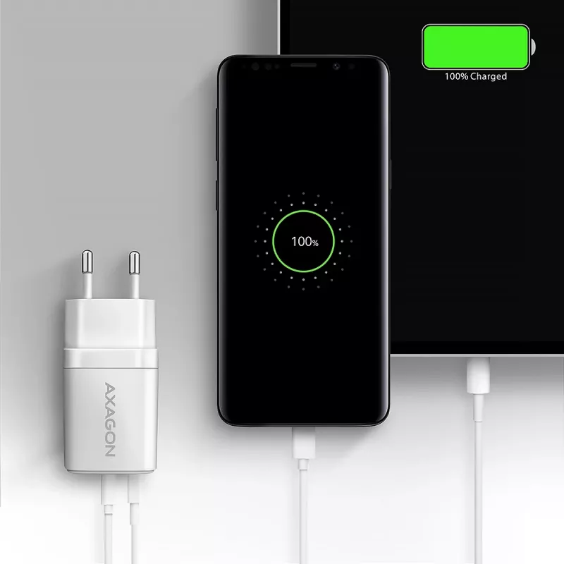 Caricabatterie Axagon ACU-PQ30W QC3.0 30W USB-C bianco