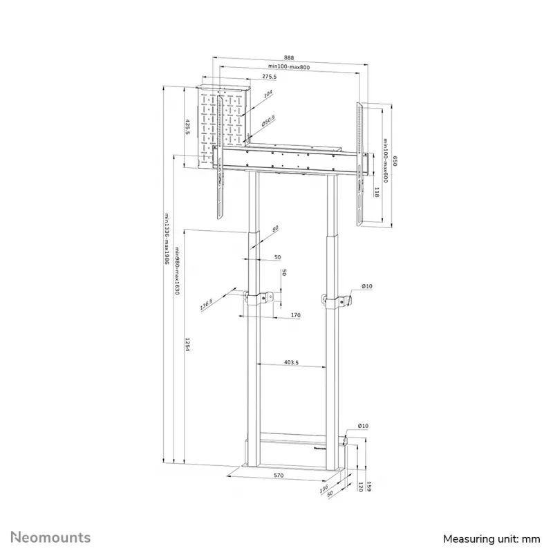 Supporto da terra per TV Neomounts WL55-875BL1 55-100 pollici - a parete - motorizzato - TÜV