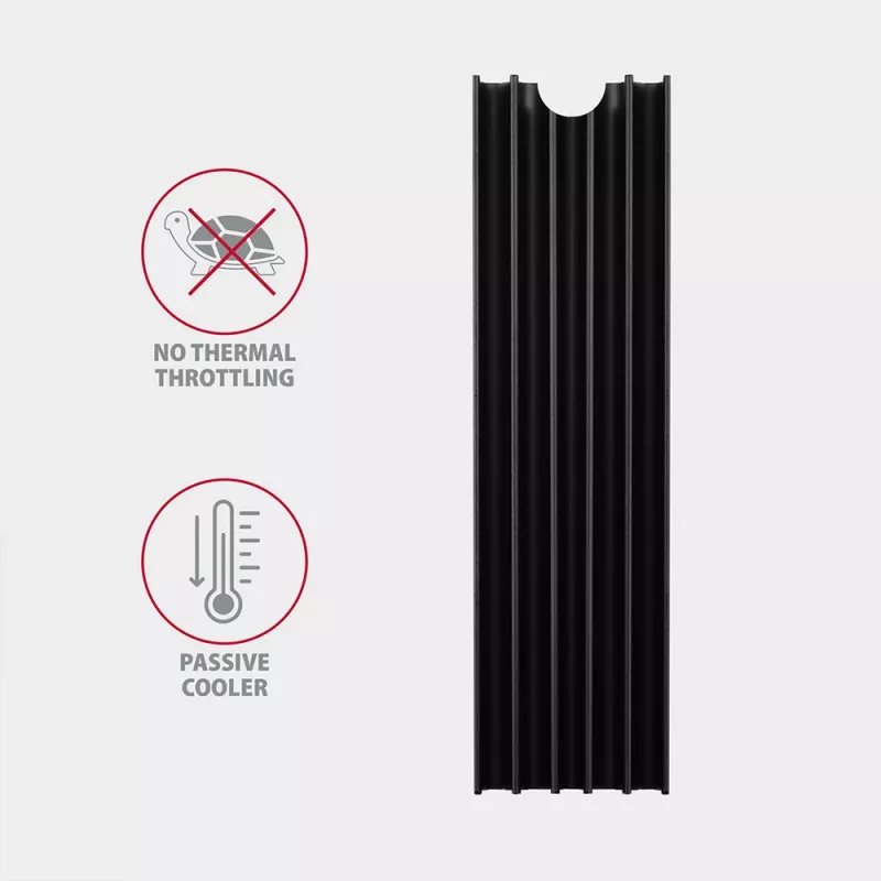 Dissipatore passivo in alluminio Axagon CLR-M2L10 per tutti gli SSD M.2, formato 2280, altezza 10 mm.