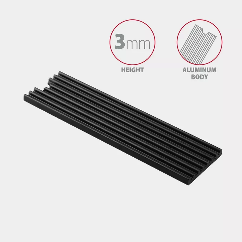 Dissipatore passivo in alluminio Axagon CLR-M2L3 per tutti gli SSD M.2, formato 2280, altezza 3 mm