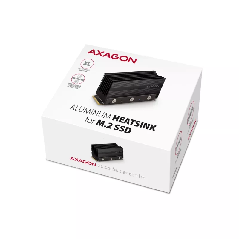 Dissipatore passivo in alluminio Axagon CLR-M2XL per unità SSD M.2 a una e due facce, formato 2280, altezza 36 mm