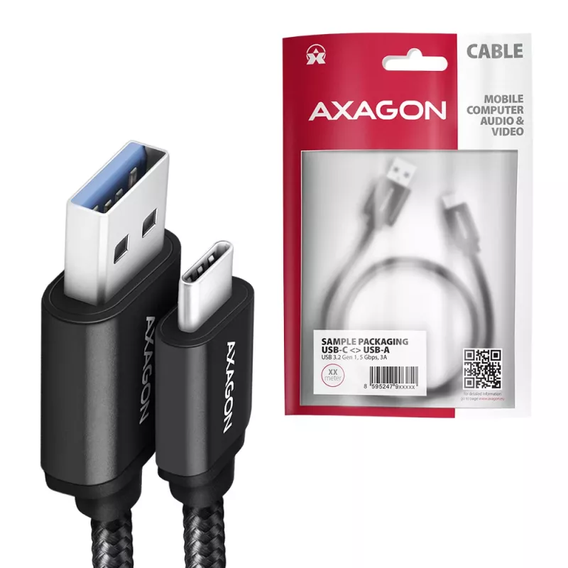 Cavo USB Axagon BUCM3-AM10AB USB 3.2 Gen 1 1 m USB C USB A nero