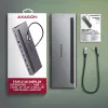 Docking station Axagon HMC-4KX3 Hub USB-C 5Gbps, 3x USB-A, 2x HDMI, DP, RJ-45, SD/microSD, Audio, PD 100W, cavo 40cm