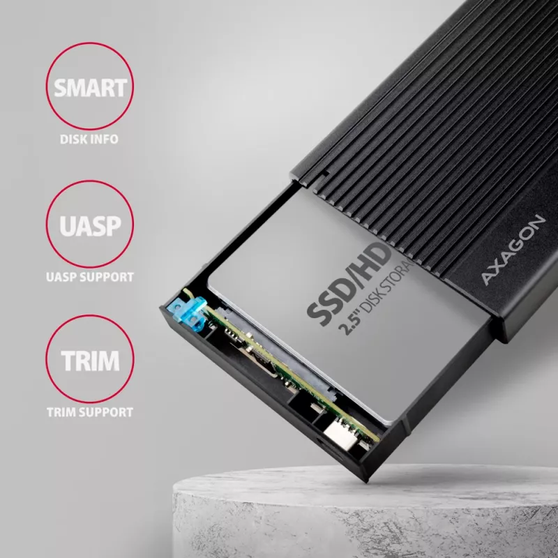 Case HDD/SSD Axagon EE25-GTR USB-C 3.2 Gen 2 Nero 2,5 pollici