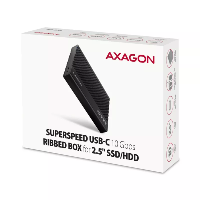 Case HDD/SSD Axagon EE25-GTR USB-C 3.2 Gen 2 Nero 2,5 pollici